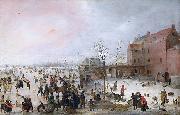 Hendrick Avercamp A Scene on the Ice near a Brewery painting